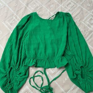 SHEIN Vibrant Green Textured Blouse